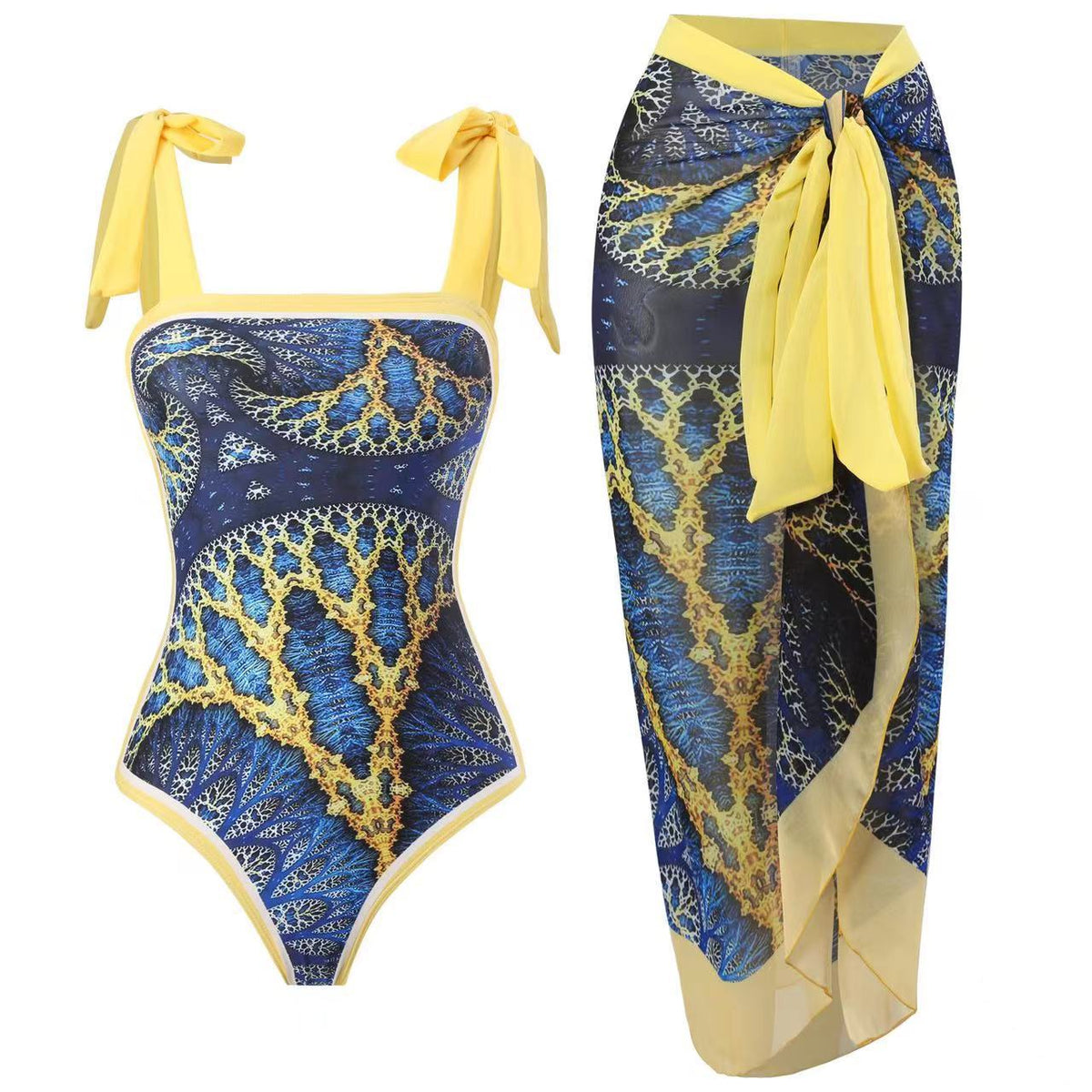 European and American one-piece swimsuit bikini suit bikini conservative belly-covered beach skirt chiffon wrap skirt hot spring swimsuit