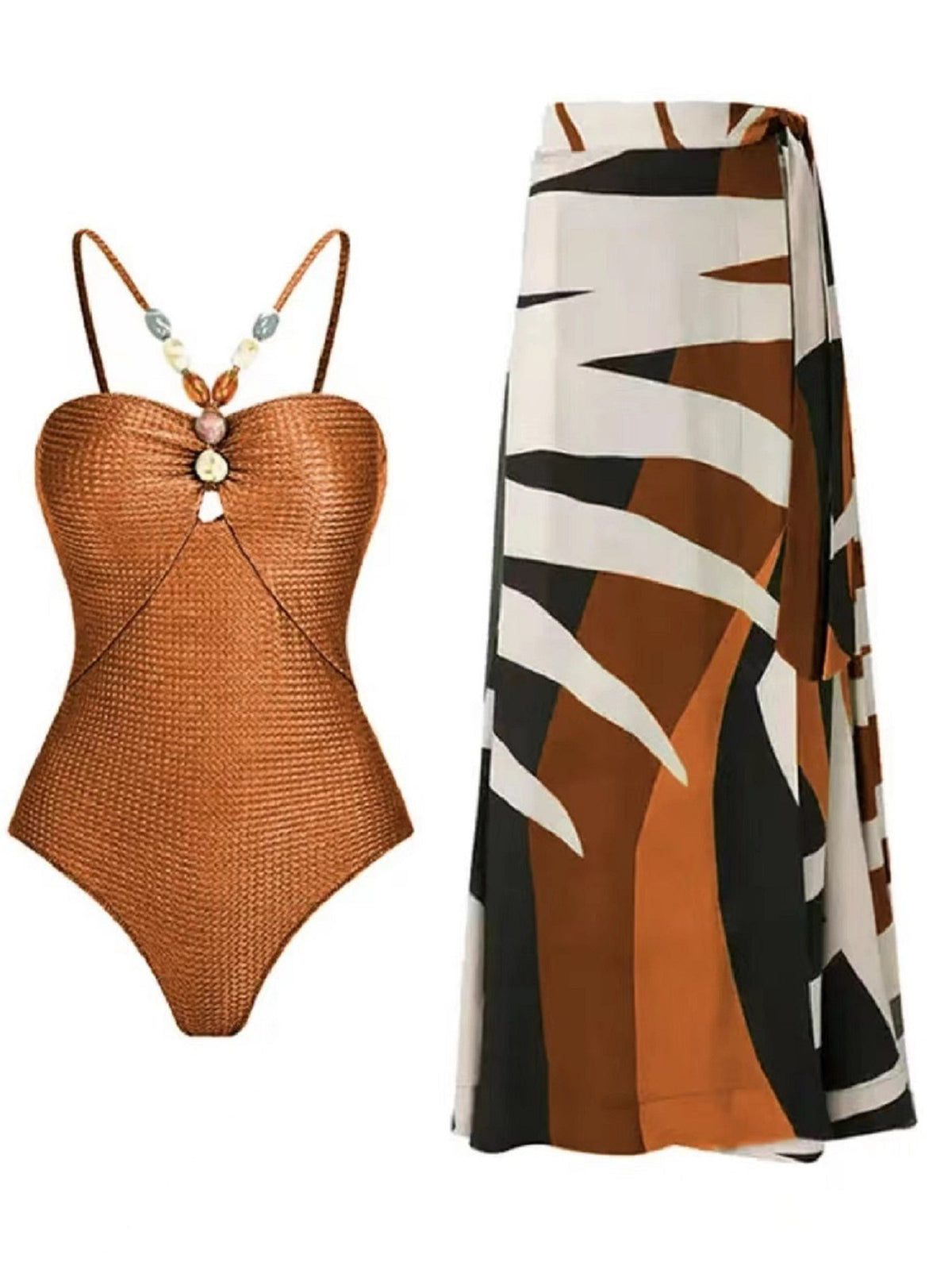 European and American one-piece swimsuit bikini suit bikini conservative belly-covered beach skirt chiffon wrap skirt hot spring swimsuit