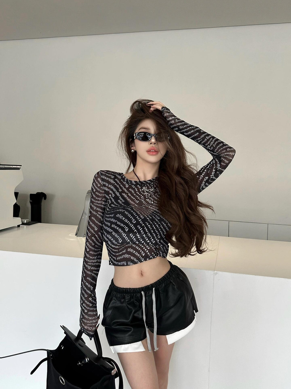 Dark Style Pu Shorts, Basic Pu Leather Four-Pocket Comfortable Versatile Black Short Pants, Trendy Brand