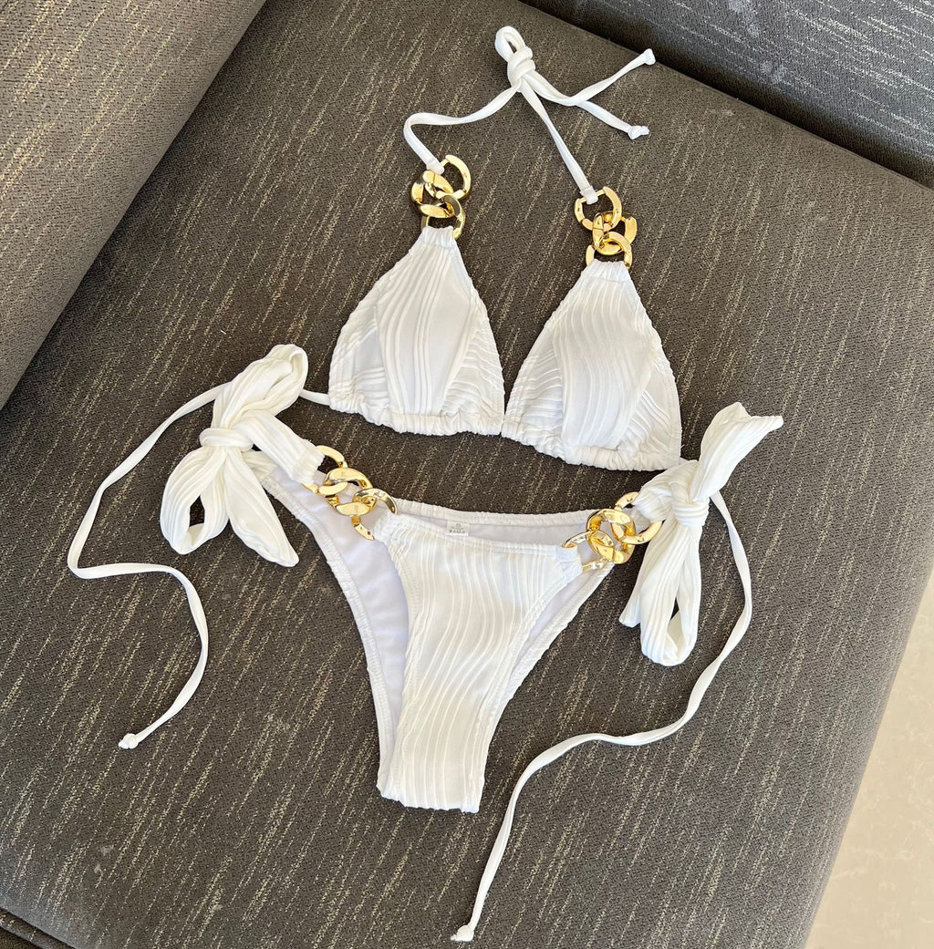 2025 European and American Sexy New Split Swimsuit Chain Bikini Swimsuit Bikini Cross-Border Export Amazon