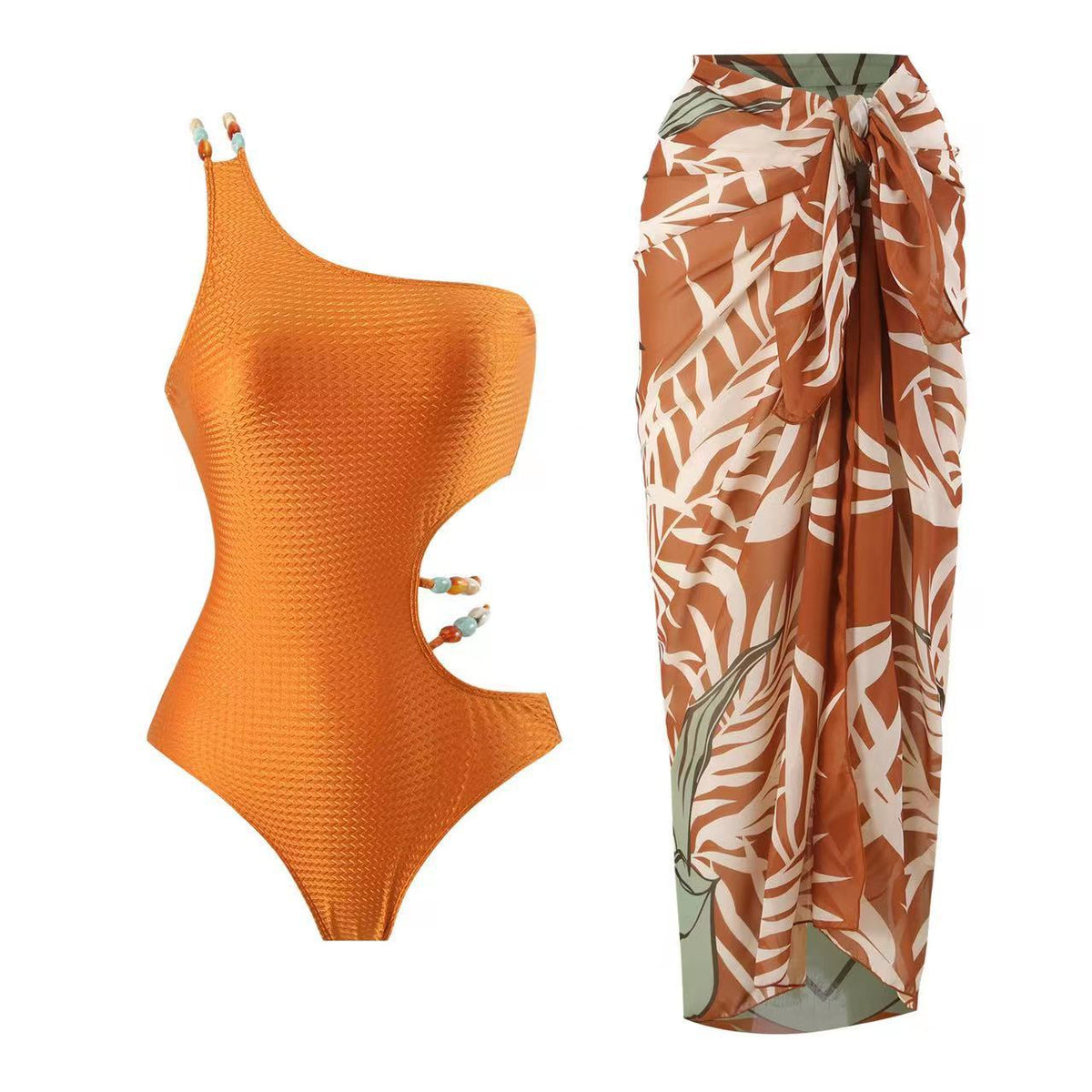 European and American one-piece swimsuit bikini suit bikini conservative belly-covered beach skirt chiffon wrap skirt hot spring swimsuit