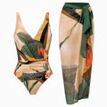 European and American one-piece swimsuit bikini suit bikini conservative belly-covered beach skirt chiffon wrap skirt hot spring swimsuit