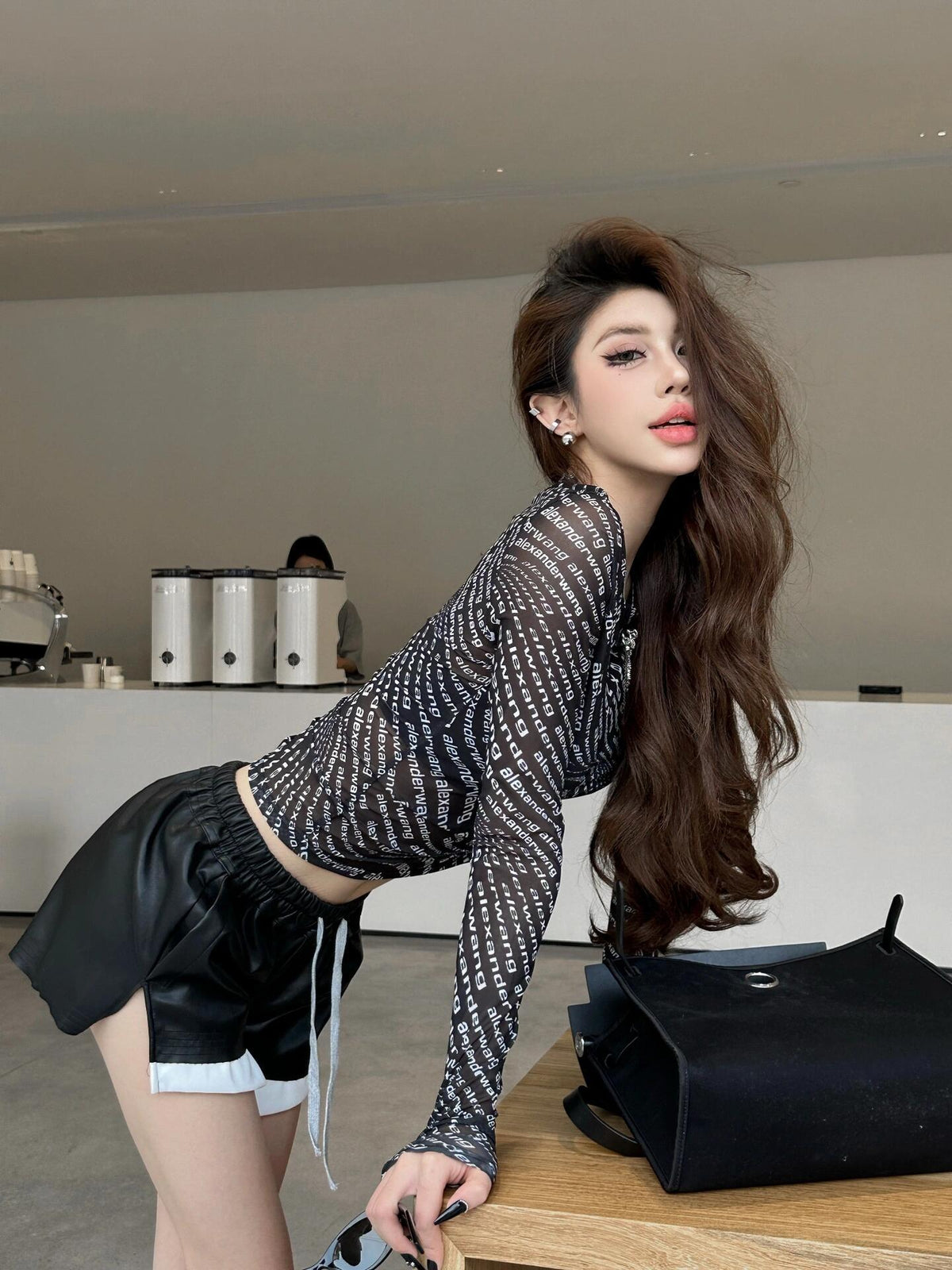 Dark Style Pu Shorts, Basic Pu Leather Four-Pocket Comfortable Versatile Black Short Pants, Trendy Brand