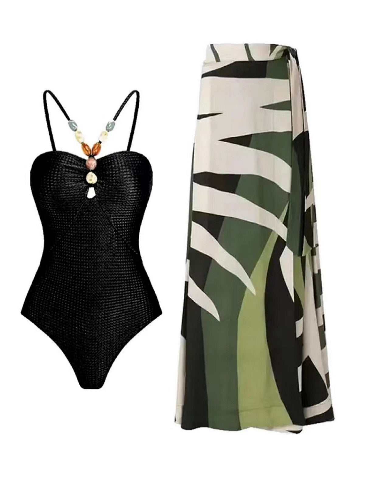 European and American one-piece swimsuit bikini suit bikini conservative belly-covered beach skirt chiffon wrap skirt hot spring swimsuit